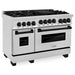 ZLINE Kitchen Appliance Packages ZLINE Autograph Package - 48 In. Gas Range and Range Hood in DuraSnow® Stainless Steel with Matte Black Accents, 2AKPR-RGSRH48-MB