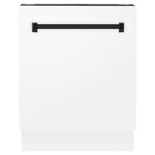 ZLINE Dishwashers ZLINE Autograph Series 24 inch Tall Dishwasher in White Matte with Matte Black Handle, DWVZ-WM-24-MB