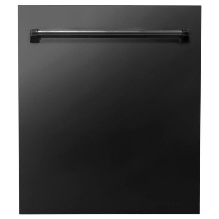 ZLINE Kitchen Appliance Packages ZLINE Black Stainless Steel 36 Range, 36 Range Hood, Microwave Drawer and Dishwasher Appliance Package