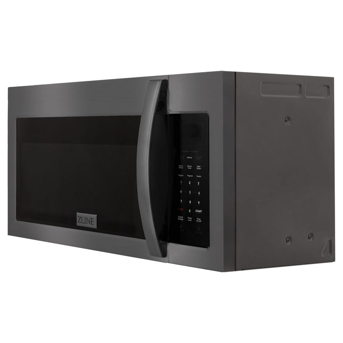 ZLINE Microwaves ZLINE Over the Range Convection Microwave Oven in Black Stainless Steel with Modern Handle and Sensor Cooking, MWO-OTR-30-BS