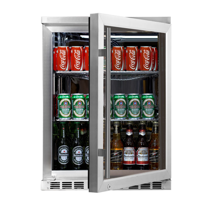 KingsBottle 24 Inch Built-in Undercounter Beer Beverage Cooler with Heated Glass Door