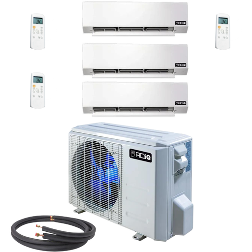 ACiQ Mini Splits ACiQ Mini Split - 27,000 BTU 3 Zone Ductless Air Conditioner and Heat Pump with 25 Ft. Line Sets