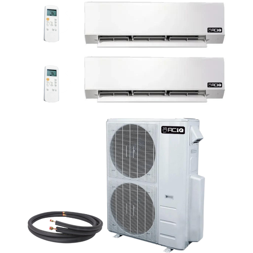 ACiQ Mini Splits ACiQ Mini Split - 30,000 BTU 2 Zone Ductless Air Conditioner and Heat Pump with 50 Ft. Line Sets