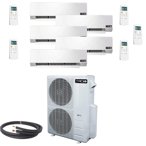 ACiQ Mini Splits ACiQ Mini Split - 45,000 BTU 5 Zone Ductless Air Conditioner and Heat Pump with 5x 15 Ft. Line Sets