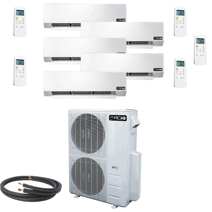 ACiQ Mini Splits ACiQ Mini Split - 45,000 BTU 5 Zone Ductless Air Conditioner and Heat Pump with 5x 50 Ft. Line Sets