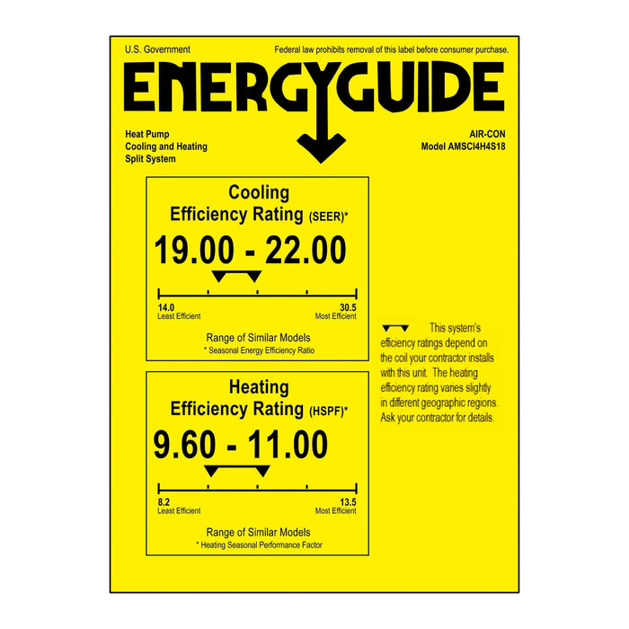Air-Con 18,000 BTU 22 SEER 2-Zone Concealed Duct 9K+9K Mini-Split Heat Pump System