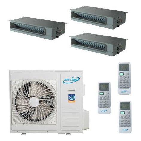 Air-Con 24,000 BTU 20 SEER 3-Zone Concealed Duct 9K+9K+9K Mini-Split Heat Pump System