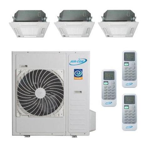 Air-Con 36,000 BTU 20 SEER 3-Zone Ceiling Cassette 12K+12K+12K Mini-Split Heat Pump System