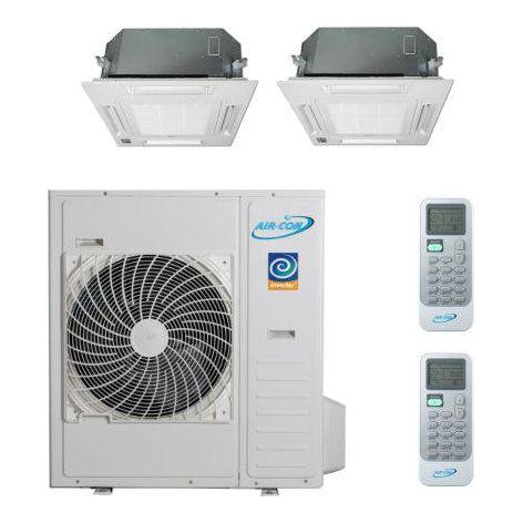 Air-Con 36,000 BTU 21 SEER 2-Zone Ceiling Cassette 12K+18K Mini-Split Heat Pump System