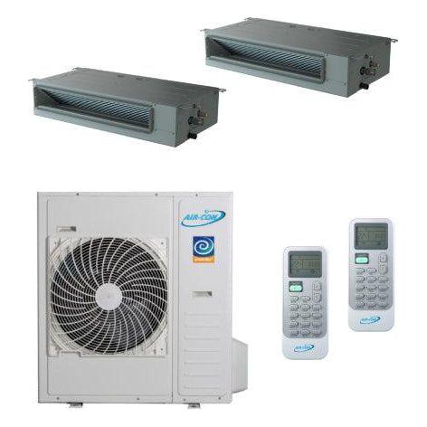 Air-Con 36,000 BTU 21 SEER 2-Zone Concealed Duct 12K+24K Mini-Split Heat Pump System