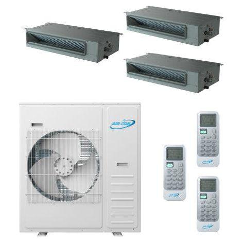 Air-Con 42,000 BTU 20 SEER 3-Zone Concealed Duct 9K+9K+18K Mini-Split Heat Pump System