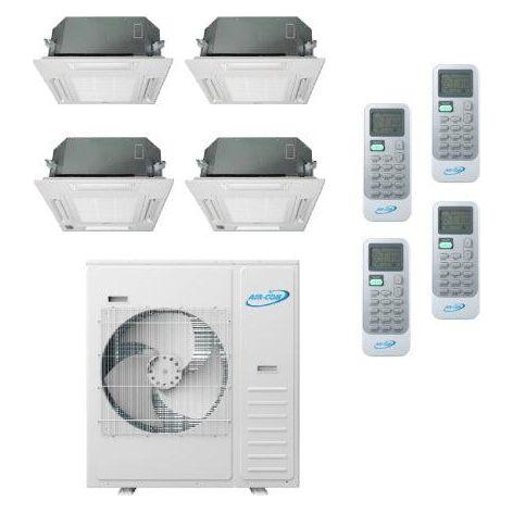 Air-Con 42,000 BTU 20 SEER 4-Zone Ceiling Cassette 9K+9K+9K+18K Mini-Split Heat Pump System