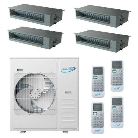 Air-Con 42,000 BTU 20 SEER 4-Zone Concealed Duct 9K+9K+12K+12K Mini-Split Heat Pump System