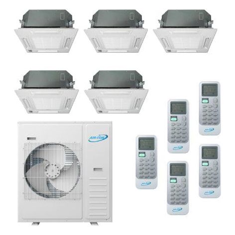 Air-Con Air-Con 42,000 BTU 20 SEER 5-Zone Ceiling Cassette 9K+9K+9K+9K+9K Mini-Split Heat Pump System