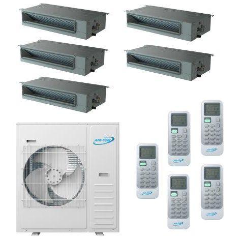 Air-Con 42,000 BTU 20 SEER 5-Zone Concealed Duct 9K+9K+9K+9K+9K Mini-Split Heat Pump System