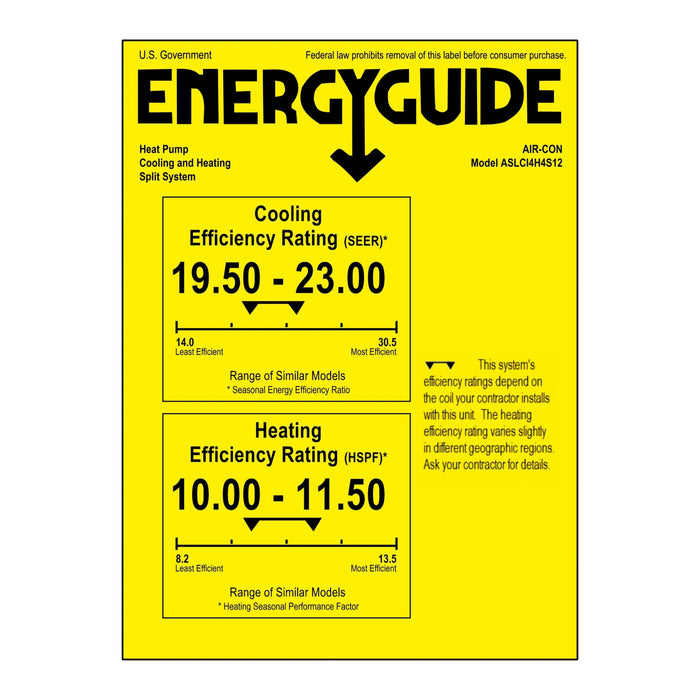 Air-Con Sky Pro Series 12,000 BTU 19 SEER Single Zone Concealed Duct Mini-Split Heat Pump System