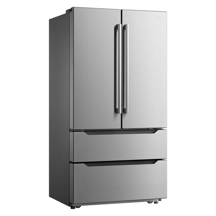 Cosmo 22.5 cu. ft. 4-Door French Door Refrigerator with Pull Handle in Stainless Steel, Counter Depth COS-FDR225RHSS-G