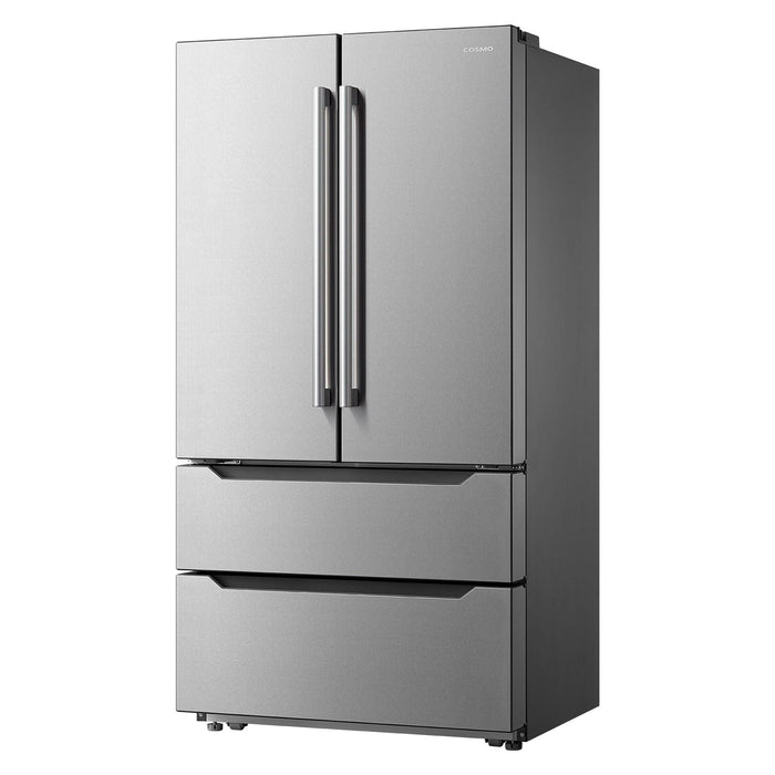 Cosmo 22.5 cu. ft. 4-Door French Door Refrigerator with Pull Handle in Stainless Steel, Counter Depth COS-FDR225RHSS-G