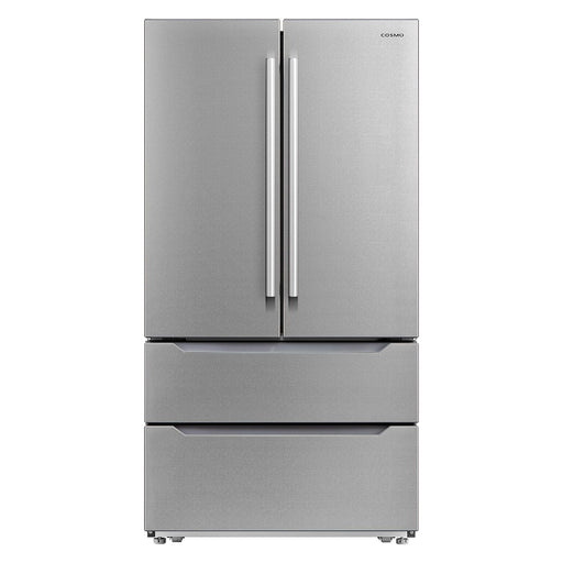 Cosmo Refrigerators Cosmo 22.5 cu. ft. 4-Door French Door Refrigerator with Pull Handle in Stainless Steel, Counter Depth COS-FDR225RHSS-G