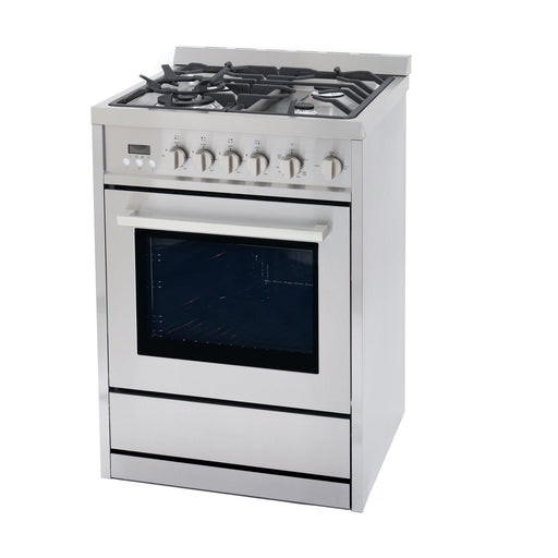 Cosmo Gas Range Cosmo 24'' 2.73 cu. ft. Single Oven Gas Range with 4 Burner Cooktop and Heavy Duty Cast Iron Grates in Stainless Steel COS-244AGC