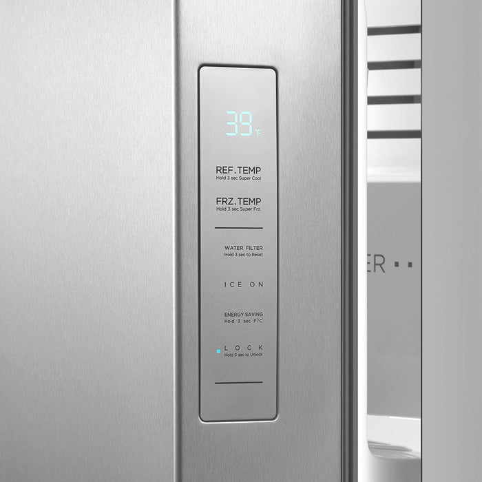 Cosmo Refrigerators Cosmo 26.3 cu. ft. Side-by-Side Refrigerator with Water and Ice Dispenser in Stainless Steel26.3 cu. ft. Side-by-Side Refrigerator with Water and Ice Dispenser in Stainless Steel COS-SBSR263RHSS