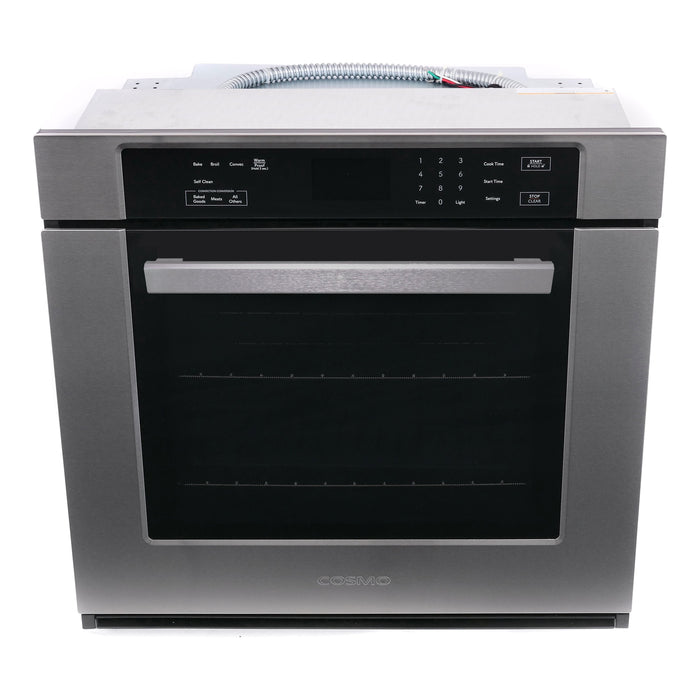 Cosmo 30" 5 cu. ft. Single Electric Wall Oven with True European Convection and Self Cleaning in Stainless Steel COS-30ESWC