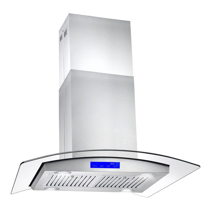 Cosmo Range Hood Cosmo 30" Ducted Island Range Hood in Stainless Steel with LED Lighting and Permanent Filters COS-668ICS750