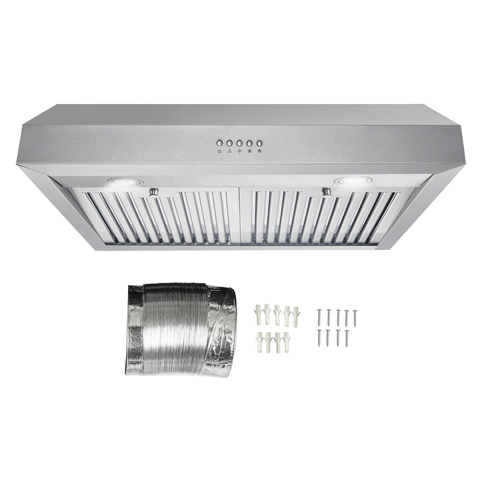 Cosmo 30" Ducted Under Cabinet Range Hood in Stainless Steel with LED Lighting and Permanent Filters UC30