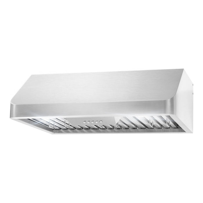 Cosmo Range Hood Cosmo 30" Ducted Under Cabinet Range Hood in Stainless Steel with Push Button Controls, LED Lighting and Permanent Filters COS-QB75