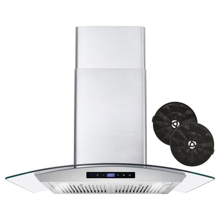 Cosmo 30"  Ducted Wall Mount Range Hood in Stainless Steel with Touch Controls, LED Lighting and Permanent Filters COS-668AS750