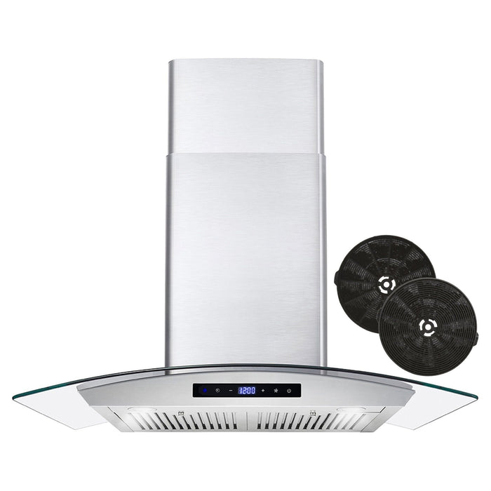 Cosmo 30'' Ducted Wall Mount Range Hood in Stainless Steel with Touch Controls, LED Lighting and Permanent Filters COS-668WRCS75