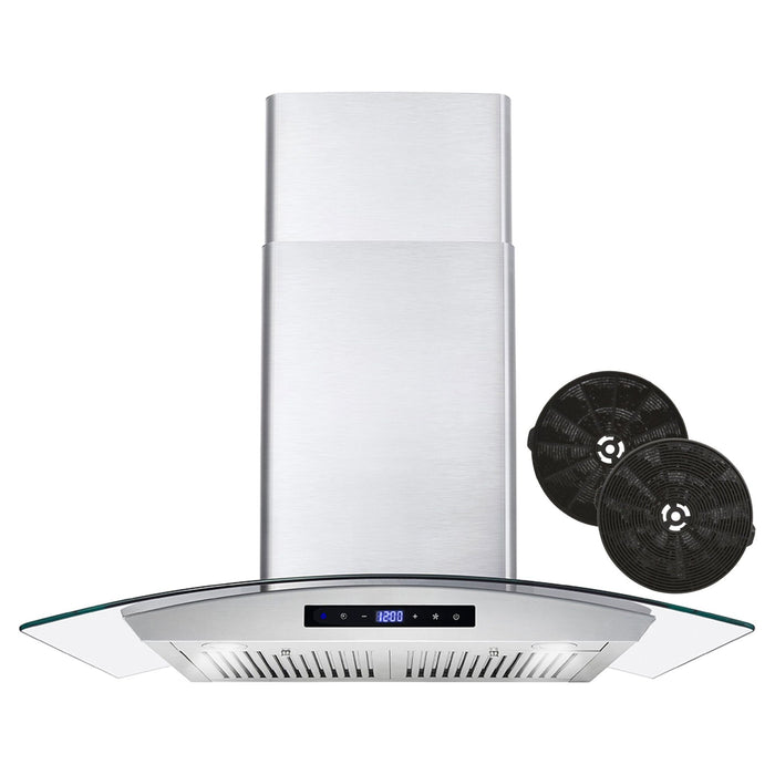Cosmo Range Hood Cosmo 30'' Ducted Wall Mount Range Hood in Stainless Steel with Touch Controls, LED Lighting and Permanent Filters COS-668WRCS75