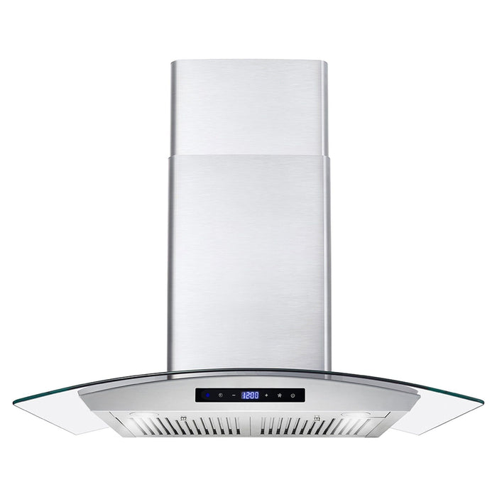 Cosmo 30" Ductless Wall Mount Range Hood in Stainless Steel with Soft Touch Controls, LED Lighting and Carbon Filter Kit for Recirculating COS-668WRCS75-DL