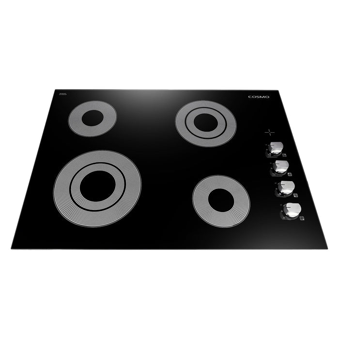 Cosmo Cosmo 30" Electric Ceramic Glass Cooktop with 4 Burners, Dual Zone Elements, Hot Surface Indicator Light and Control Knobs COS-304ECC