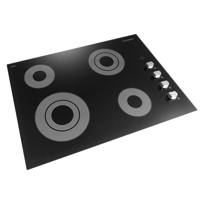 Cosmo Cosmo 30" Electric Ceramic Glass Cooktop with 4 Burners, Dual Zone Elements, Hot Surface Indicator Light and Control Knobs COS-304ECC