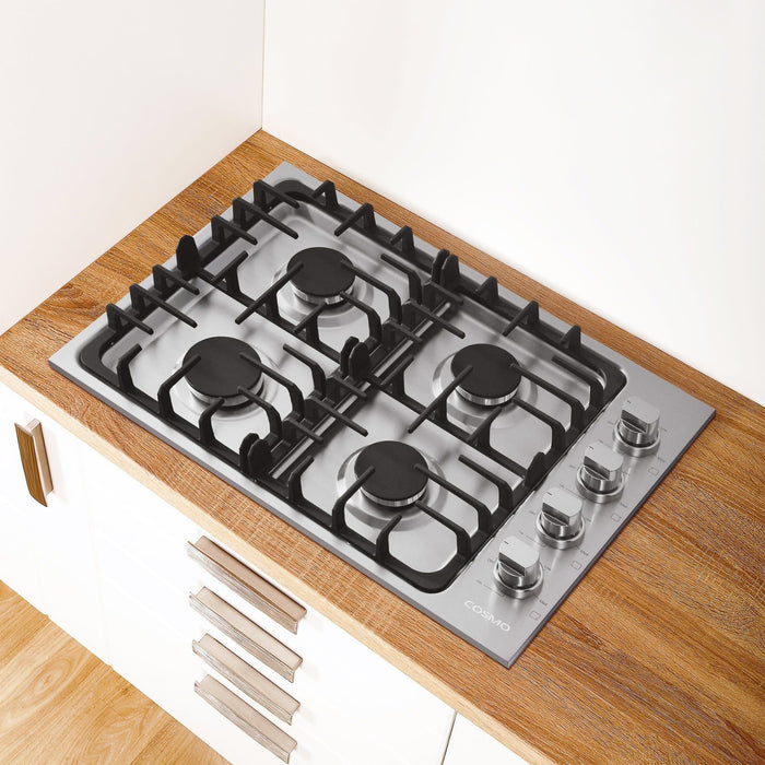 Cosmo 30" Gas Cooktop in Stainless Steel with 4 Italian Made Burners COS-DIC304