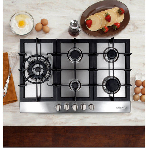 Cosmo Gas Cooktop Cosmo 30" Gas Cooktop in Stainless Steel with 5 Sealed Brass Burners 850SLTX-E