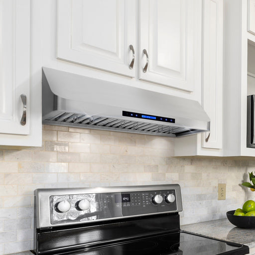 Cosmo Range Hood Cosmo 36" Ducted Under Cabinet Range Hood in Stainless Steel with Touch Display, LED Lighting and Permanent Filters COS-QS90