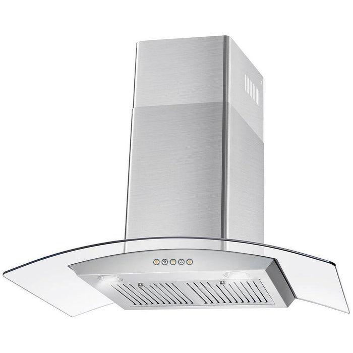 Cosmo 36'' Ducted Wall Mount Range Hood in Stainless Steel with Push Button Controls, LED Lighting and Permanent Filters  COS-668WRC90