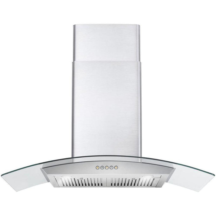 Cosmo 36'' Ducted Wall Mount Range Hood in Stainless Steel with Push Button Controls, LED Lighting and Permanent Filters  COS-668WRC90