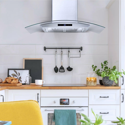 Cosmo 36" Ducted Wall Mount Range Hood in Stainless Steel with Touch Controls, LED Lighting and Permanent Filters  COS-668AS900