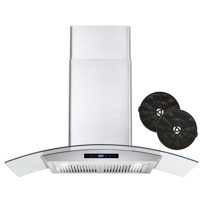 Cosmo 36'' Ducted Wall Mount Range Hood in Stainless Steel with Touch Controls, LED Lighting and Permanent Filters COS-668WRCS90