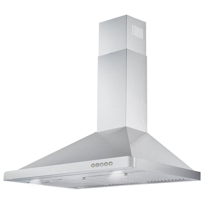 Cosmo 36''  Ductless Wall Mount Range Hood in Stainless Steel with LED Lighting and Carbon Filter Kit for Recirculating COS-63190-DL