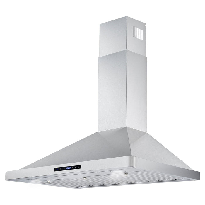 Cosmo 36" Ductless Wall Mount Range Hood in Stainless Steel with LED Lighting and Carbon Filter Kit for Recirculating COS-63190S-DL