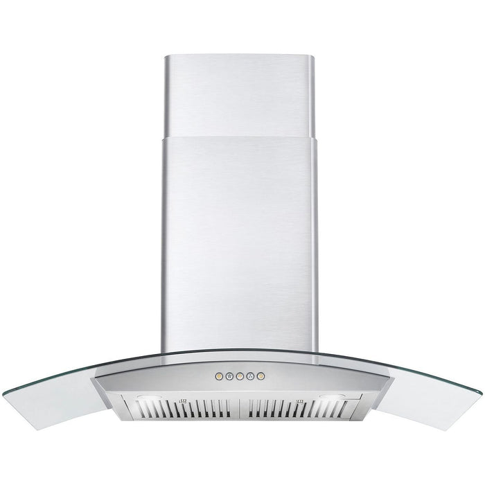 Cosmo 36" Ductless Wall Mount Range Hood in Stainless Steel with LED Lighting and Carbon Filter Kit for Recirculating COS-668A900-DL