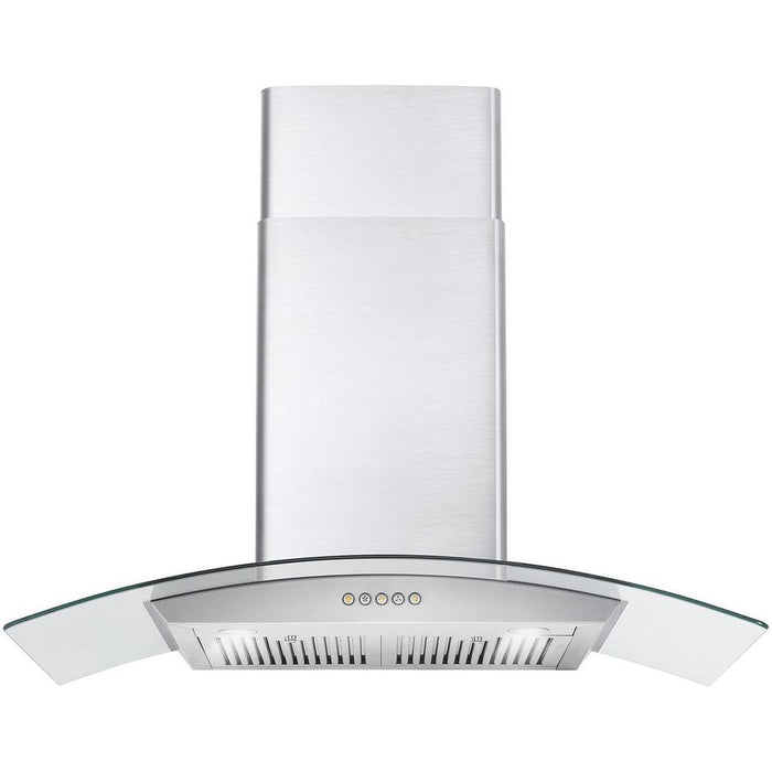 Cosmo Range Hood Cosmo 36" Ductless Wall Mount Range Hood in Stainless Steel with Push Button Controls, LED Lighting and Carbon Filter Kit for Recirculating COS-668WRC90-DL