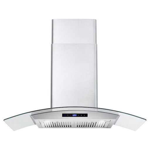 Cosmo 36" Ductless Wall Mount Range Hood in Stainless Steel with Soft Touch Controls, LED Lighting and Carbon Filter Kit for Recirculating COS-668WRCS90-DL