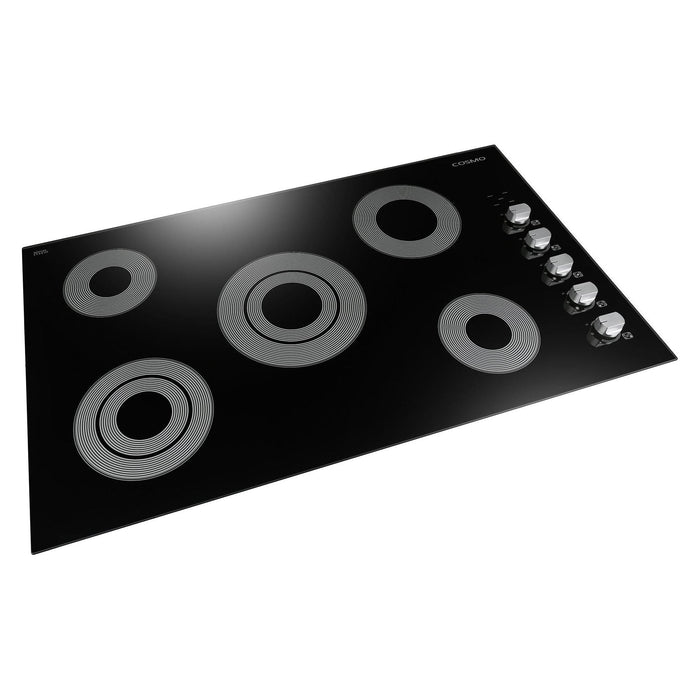 Cosmo 36" Electric Ceramic Glass Cooktop with 5 Burners, Dual Zone Elements, Hot Surface Indicator Light and Control Knobs COS-365ECC