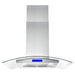 Cosmo Range Hood Cosmo 36" Island Range Hood with 380 CFM, 3 Speeds, Ducted, Permanent Filters, Soft Touch Controls, LED Lights, Curved Glass Hood in Stainless Steel COS-668ICS900