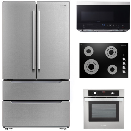 Cosmo Kitchen Appliance Packages Cosmo 4 Piece, 30" Cooktop 24" Wall Oven 30" Microwave & French Door Refrigerator COS-4PKG-261